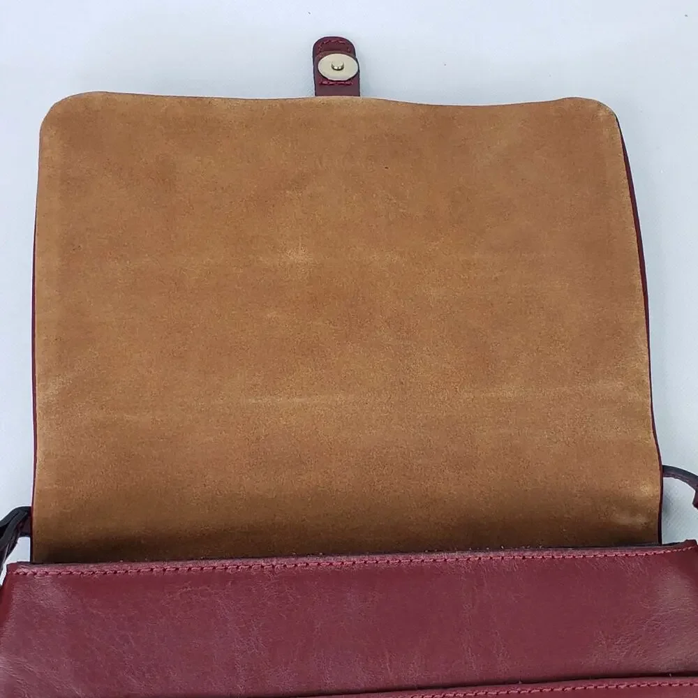 Patricia Nash Mili Purse Bag Leather Medium Flap Crossbody Red Boho Gold